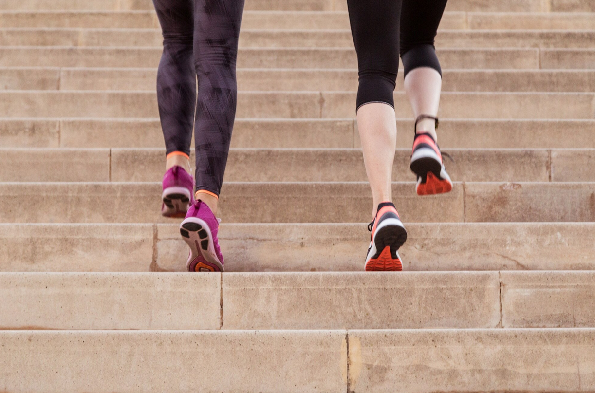 Practicing stairs with physiotherapist